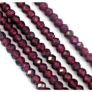 tiny red Garnet beads, faceted rondelle, approx 3x4mm