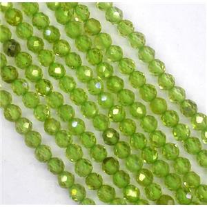 tiny Peridot beads, faceted round, olive, approx 2mm dia