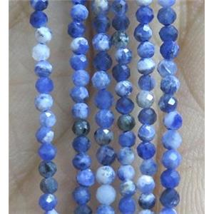 tiny sodalite beads, faceted round, blue, approx 2mm dia