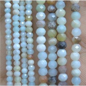 tiny Amazonite Beads, faceted rondelle, approx 2mm dia