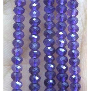 faceted Amethyst rondelle beads, purple, tiny, approx 2x3mm