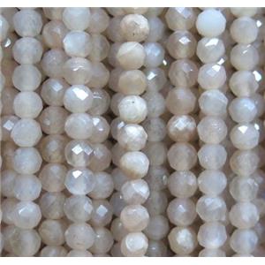 tiny moonstone beads, faceted round, light orange, approx 3mm dia