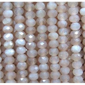 tiny moonstone beads, faceted rondelle, light orange, approx 2x3mm