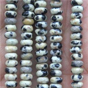 tiny black spotted dalmatian jasper beads, faceted rondelle, approx 2x4mm