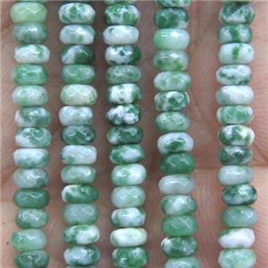 tiny green spotted jasper beads, faceted rondelle, approx 2x4mm