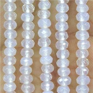 tiny white Agate Beads, faceted rondelle, approx 2x4mm