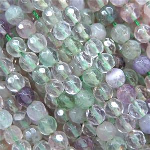 tiny green Fluorite bead, faceted round, approx 4mm dia