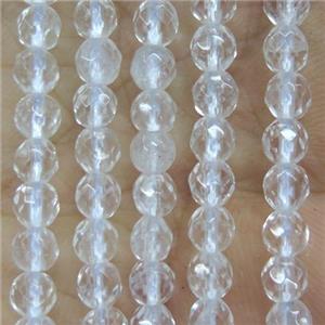 tiny Clear Quartz beads, faceted round, approx 4mm dia