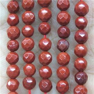 tiny red jasper beads, faceted round, approx 4mm dia
