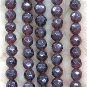 tiny red garnet beads, faceted round, approx 4mm dia