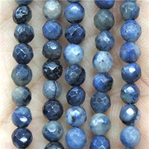 tiny blue jasper beads, faceted round, grade AB, approx 4mm dia