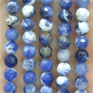 tiny blue sodalite beads, faceted round, Grade AB, approx 4mm dia
