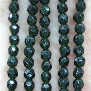 tiny green sandstone beads, faceted round, approx 4mm dia