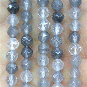 tiny gray Cloudy Quartz beads, faceted round, approx 4mm dia