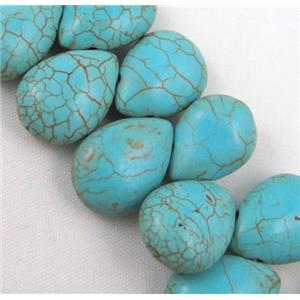 Turquoise Beads, teardrop, stability, 13x18mm