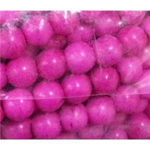 synthetic Turquoise beads, hotpink, round, 8mm dia, approx 48pcs per st