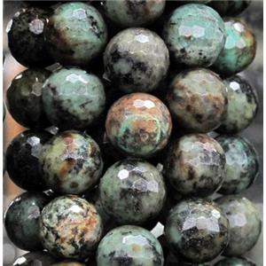 African turquoise beads, faceted round, approx 6mm dia, 62pcs per st