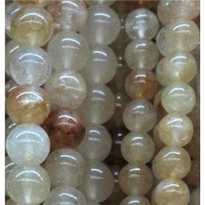 milk quartz beads, round gemstone, yellow, approx 12mm dia, 31pcs per st