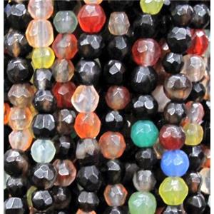 gemstone bead, faceted round, mixed color, 3mm dia, approx 134pcs per st