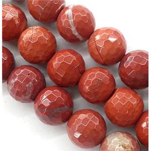 red jasper bead, faceted round, 10mm dia, approx 38pcs per st