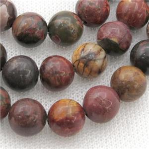 round natural Picasso jasper bead, multicolor, 8mm dia, approx 48pcs per st