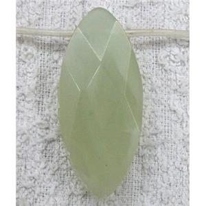 Chinese Jade bead, faceted flat-oval, approx 20x45mm, 9pcs per st