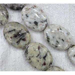 dalmatian jasper beads, flat-oval, approx 30x40mm, 10pcs per st