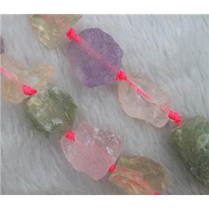 mix quartz beads, freeform nugget, mixed, approx 15-25mm