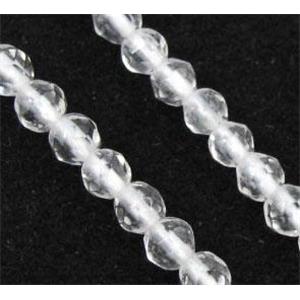natural clear quartz beads, tiny, faceted round, approx 3mm dia, 15 inches