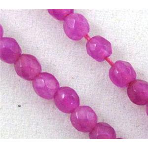 jade bead, tiny, faceted round, hotpink, approx 3mm dia, 15.5 inches