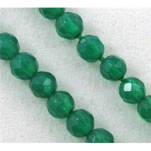 Green Agate Beads, tiny, faceted round, approx 3mm dia, 15.5 inches