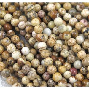 tiny picture jasper beads, round, approx 3mm dia, 130pcs per st