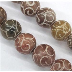 round Chinese Jade Beads, red, approx 8mm dia
