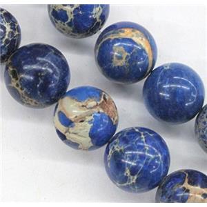 Sea Sediment Jasper beads, blue, round, approx 4mm dia
