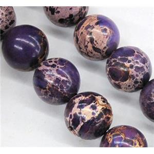 Sea Sediment Jasper beads, purple, round, approx 6mm dia