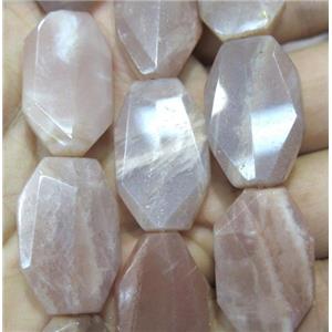 Sunstone beads, freeform, faceted, approx 25x35mm