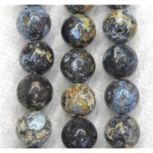 Natural Blue Ocean Agate Beads Smooth Round, approx 8mm dia, 15.5 inches