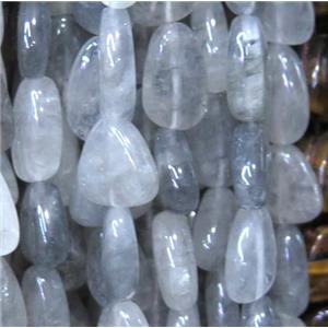 Cloudy Quartz beads, triangle, gray, approx 12x17mm