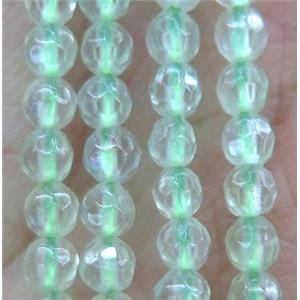 tiny Prehnite Beads, green, faceted round, approx 3mm dia