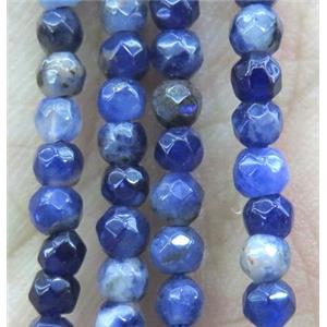 blue Sodalite Beads, faceted round, tiny, approx 3mm dia