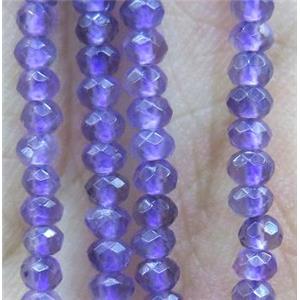 tiny Amethyst bead, faceted rondelle, purple, approx 4mm dia