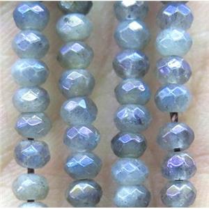 tiny Labradorite beads, faceted rondelle, approx 4mm dia
