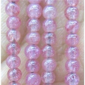 Strawberry Quartz Beads, round, tiny, approx 3mm dia