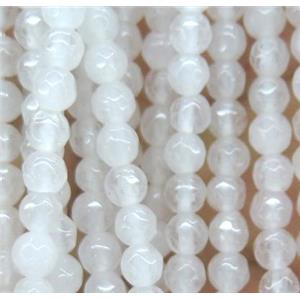 White Agate Beads, faceted round, approx 4mm dia