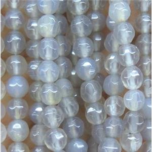 gray Agate beads, faceted round, approx 4mm dia