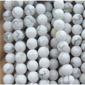 tiny Turquoise beads, white, faceted round, approx 4mm dia