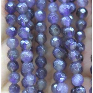 tiny purple Chalcedony bead, faceted round, approx 4mm dia