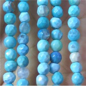 aqua agate beads, faceted round, approx 4mm dia