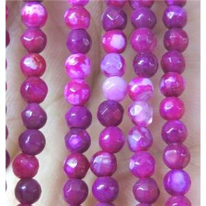 hotpink agate beads, faceted round, approx 4mm dia