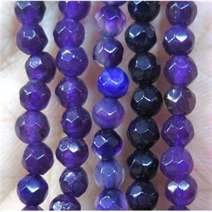 Tiny purple agate bead, faceted round, approx 4mm dia